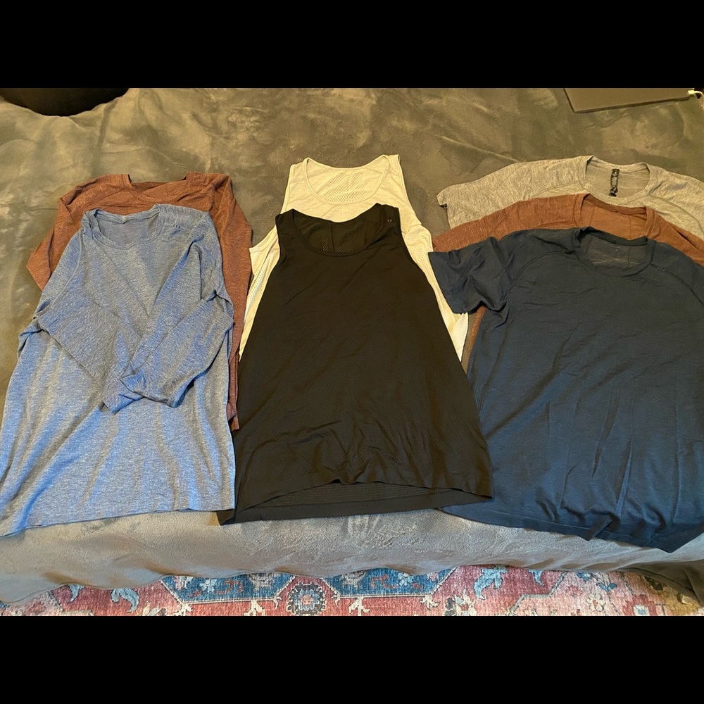 Lululemon (x7) Mens L Metal Vent Tech S Sleeve (x3), Tank (x2), L Sleeve (x2)